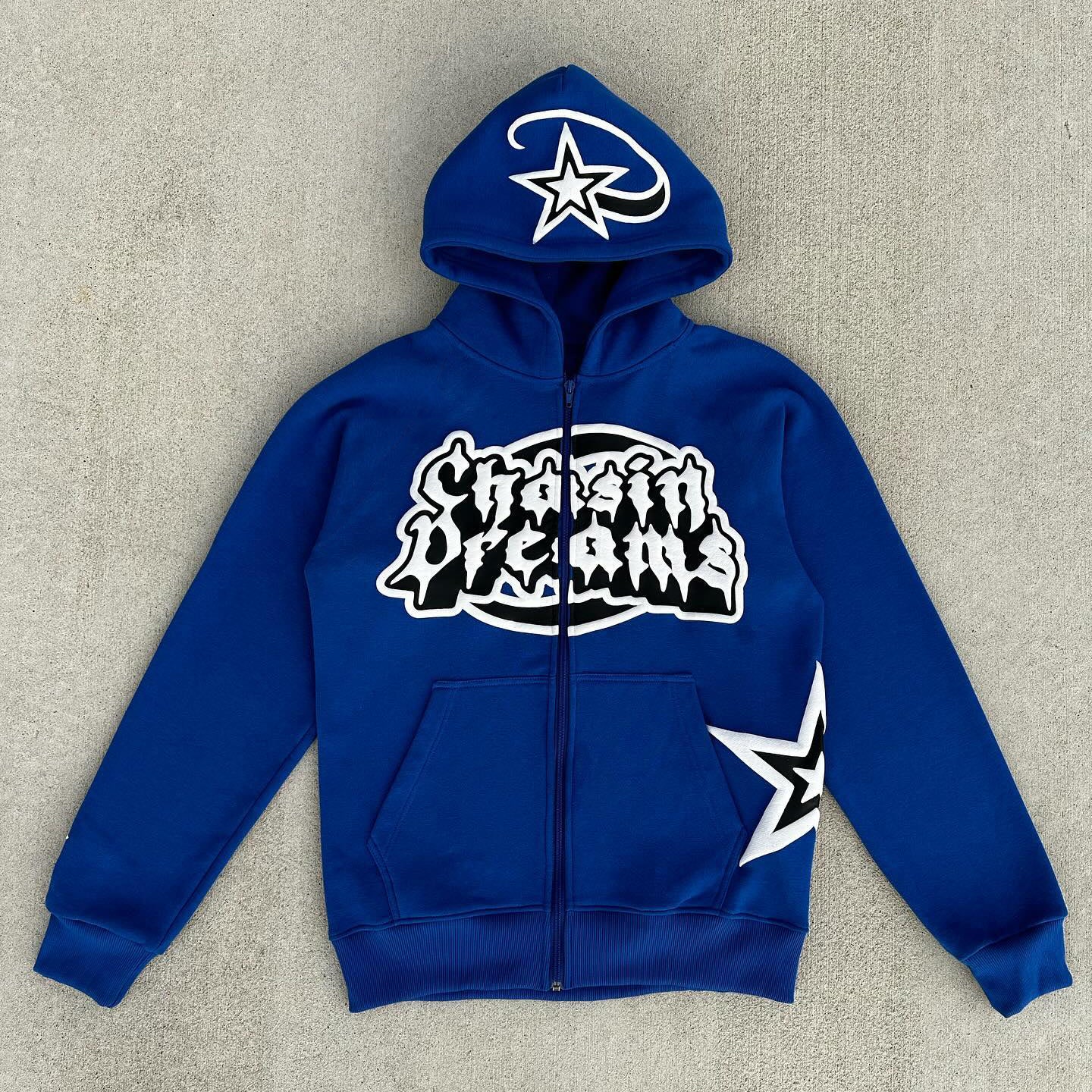 Chasin Dreams Print Long Sleeve Zipper Hoodies