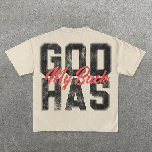 God Has My Back Print Short Sleeve T-shirt