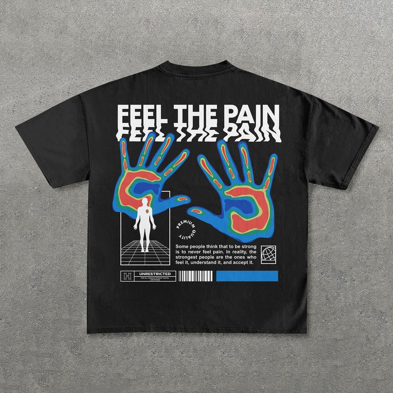 Feel The Pain Print Short Sleeve T-Shirt