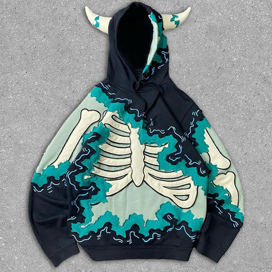 Demon Skeleton Contrast Hoodie