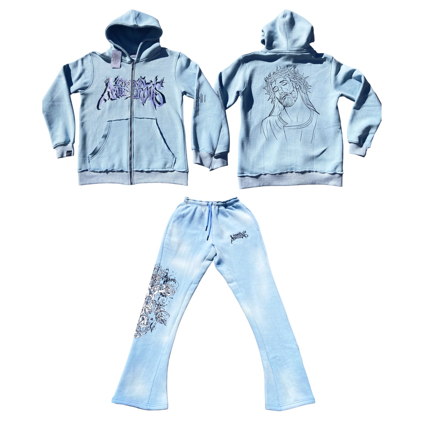 Casual personalized printed zipper hoodie set