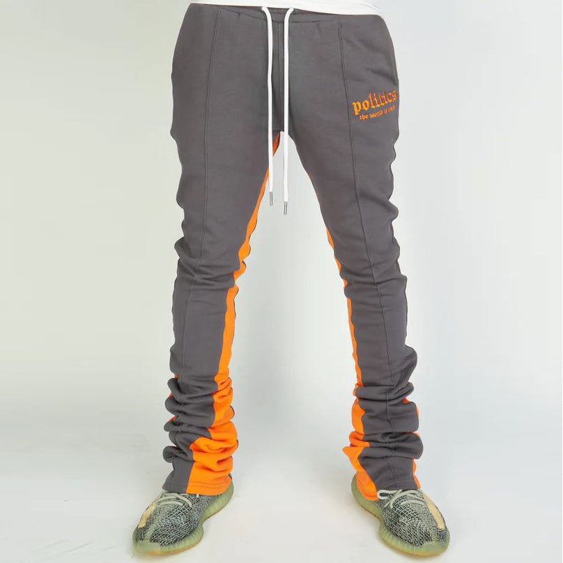 Paneled Sport Stacked Flare Trousers