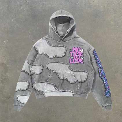 Stylish retro cloud print hoodie