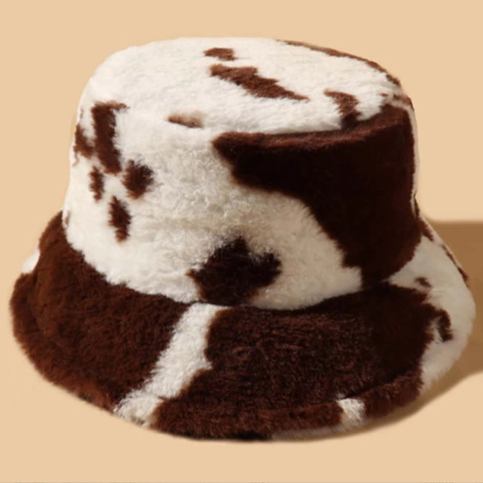 Tiger print fisherman's brim plush leopard print warm hat