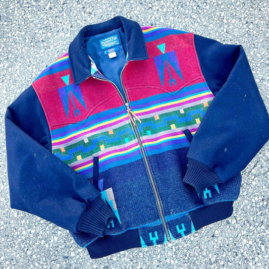 Aztec tribal print zip-up jacket