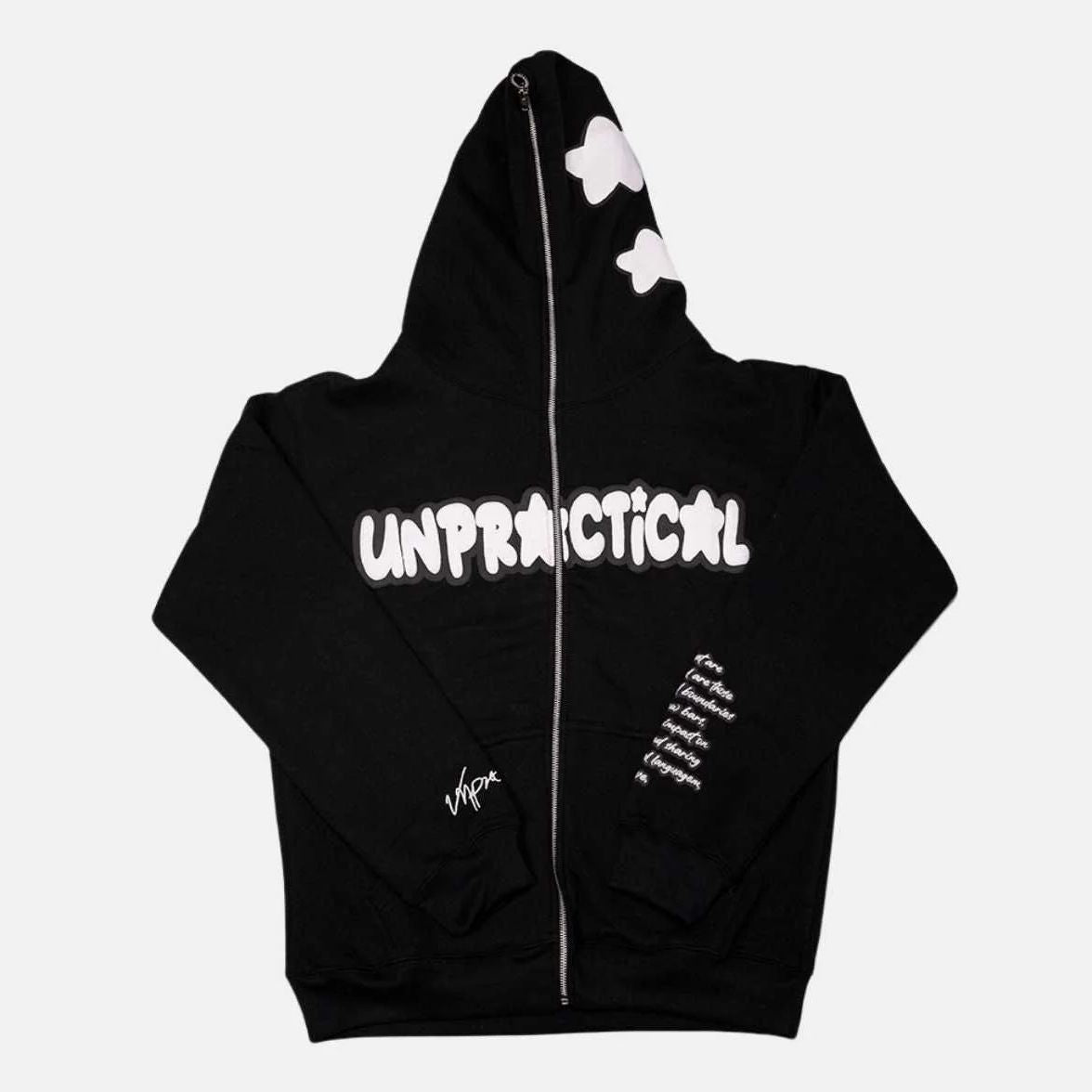 Unpractical Print Long Sleeve Full Zip Hoodies