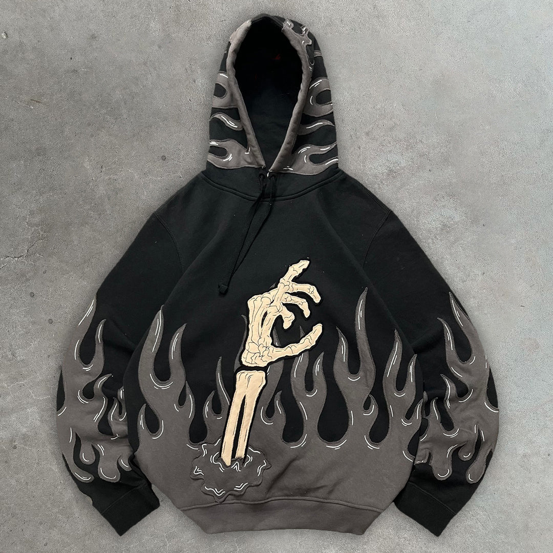 Flame Skull Casual Street Hoodie