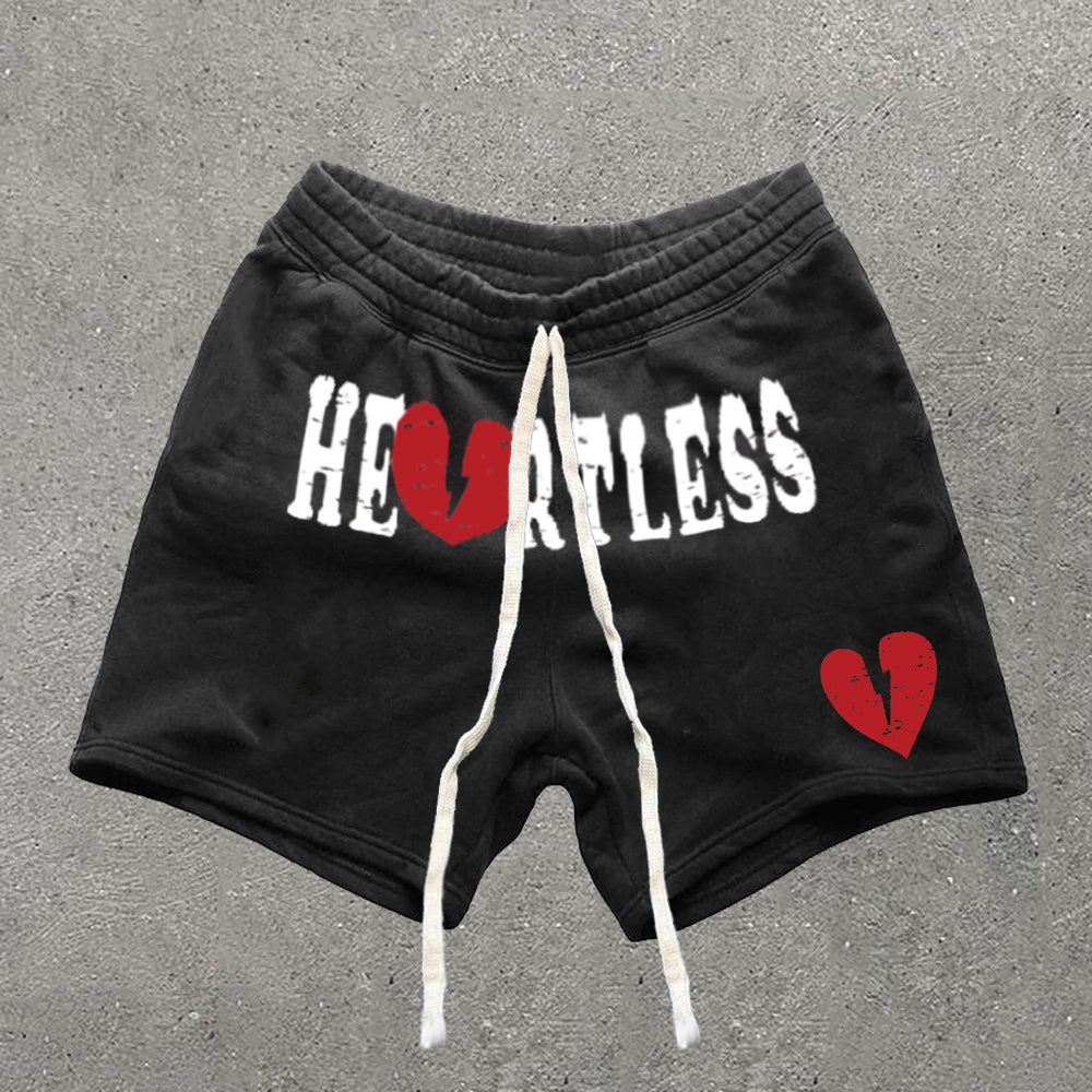 Casual Heartless Print Shorts