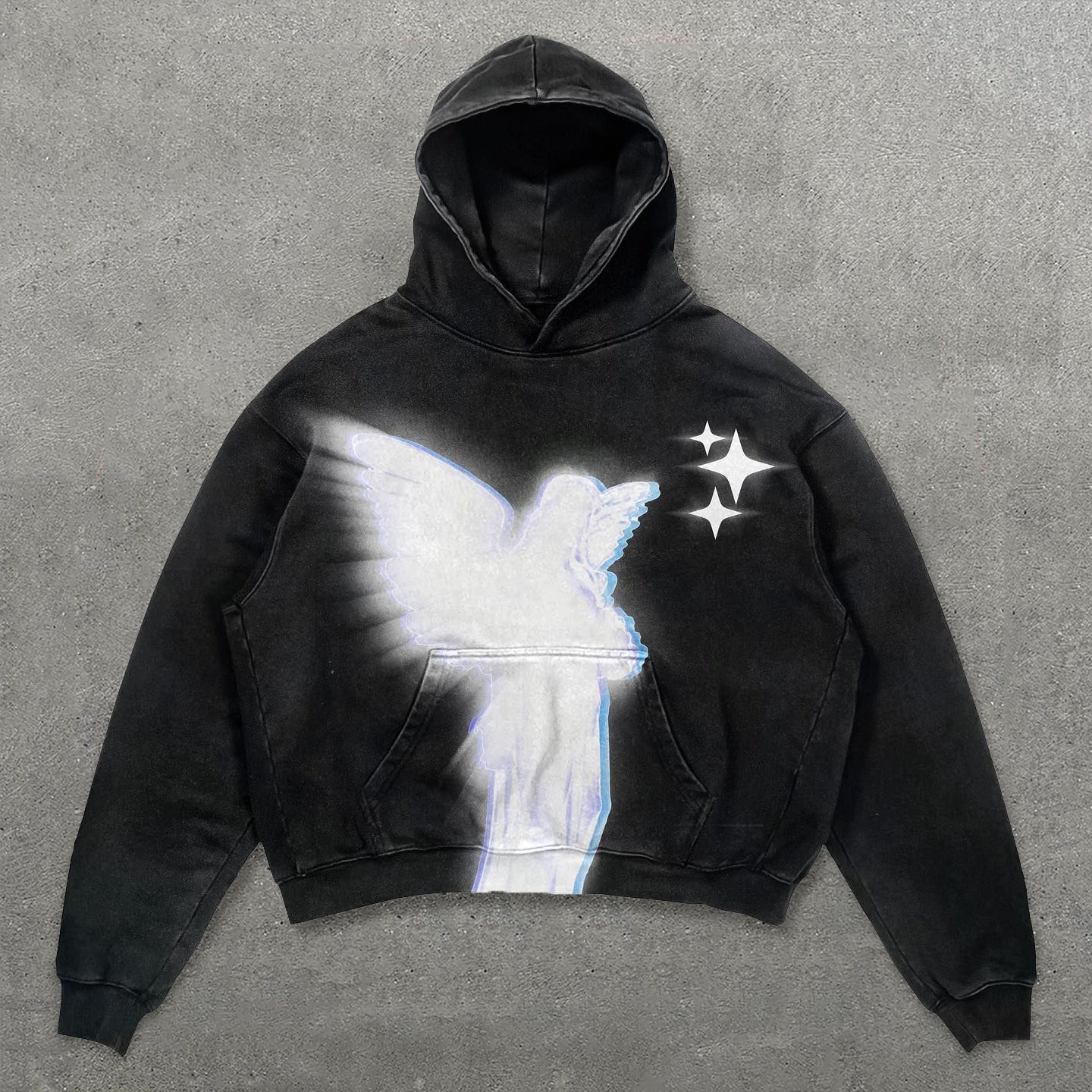 Angel Print Long Sleeve Hoodie