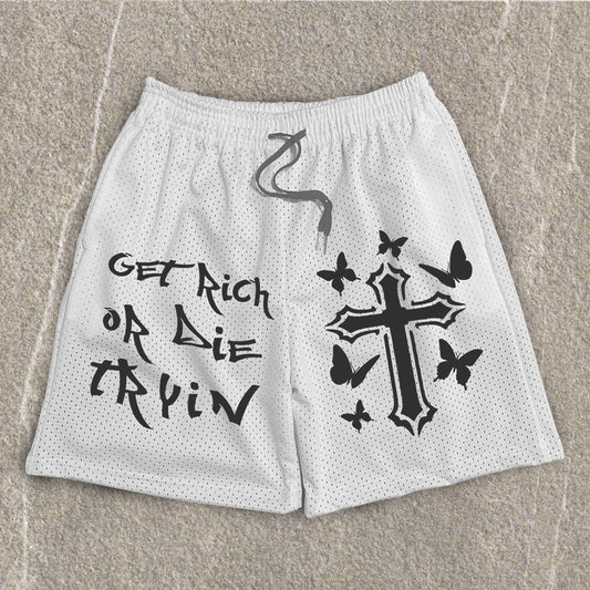 God Redeems Print Mesh Shorts