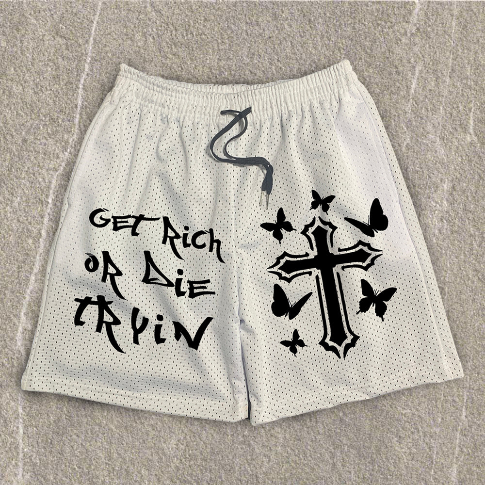 God Redeems Print Mesh Shorts