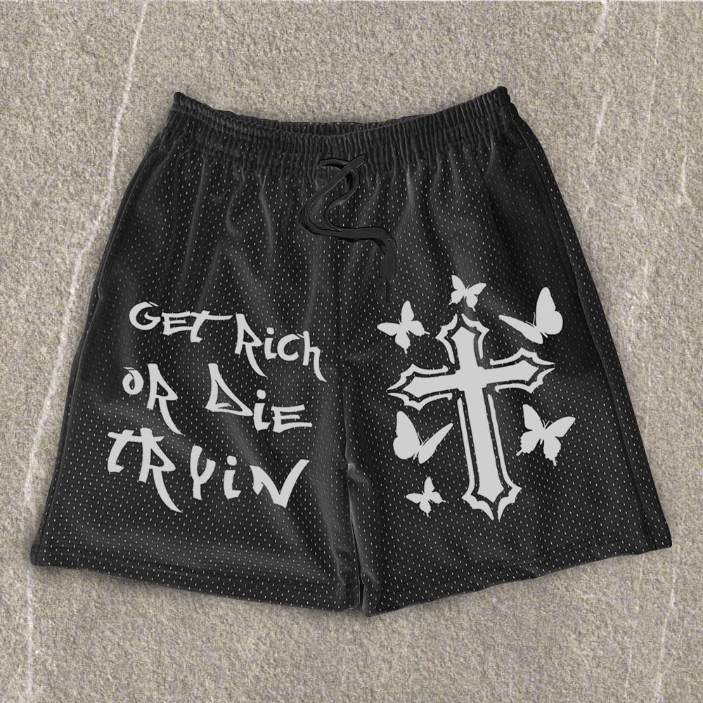 God Redeems Print Mesh Shorts