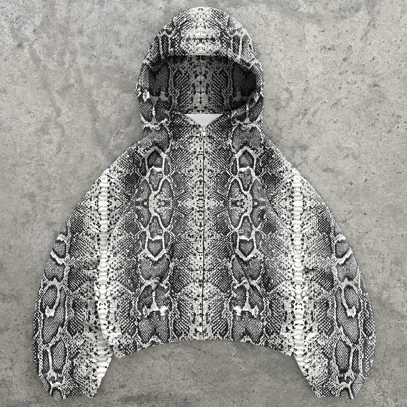 Fashion Snake Pattern Print Long Sleeve Zipper Hoodies