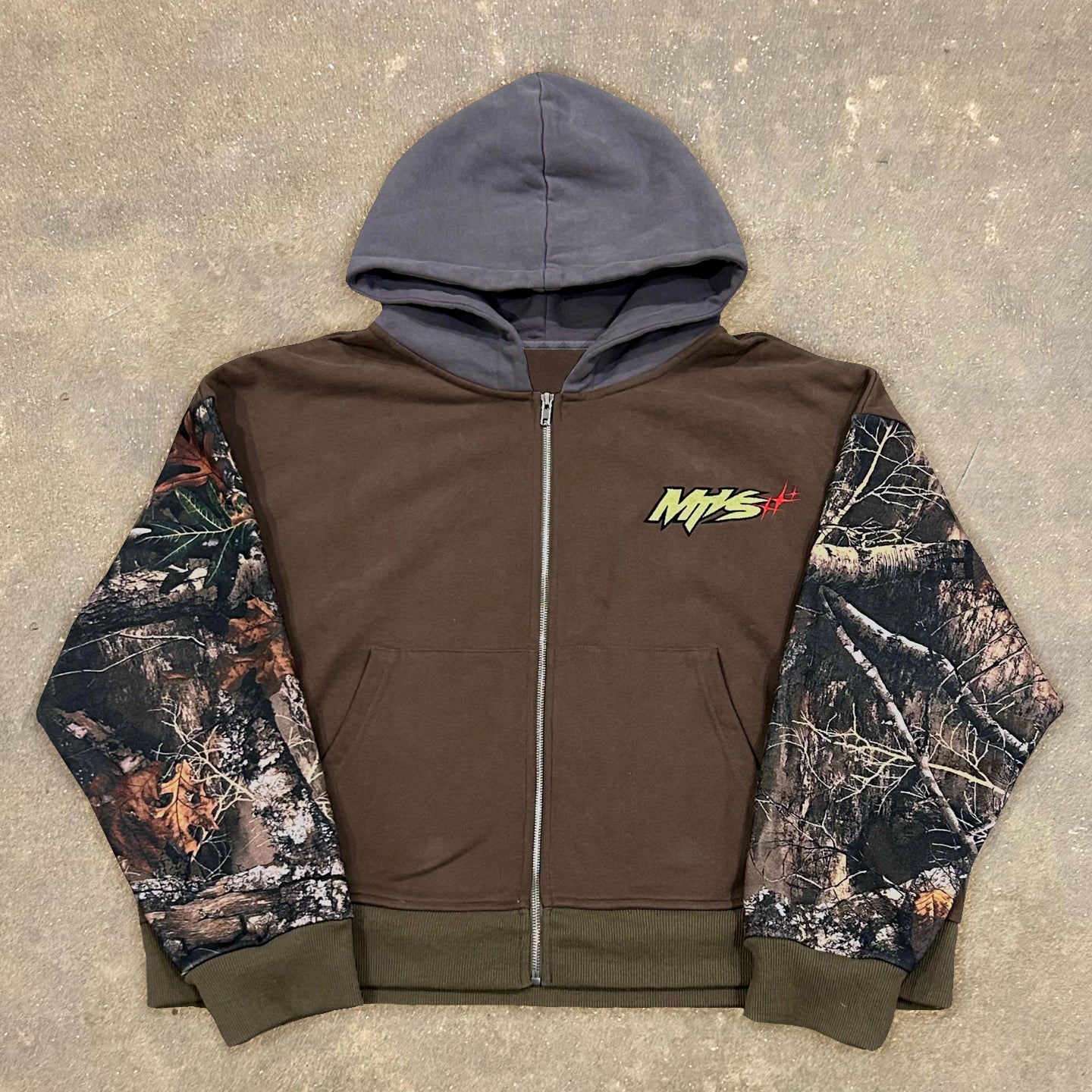 Camouflage Contrast Color Print Long Sleeve Hoodies