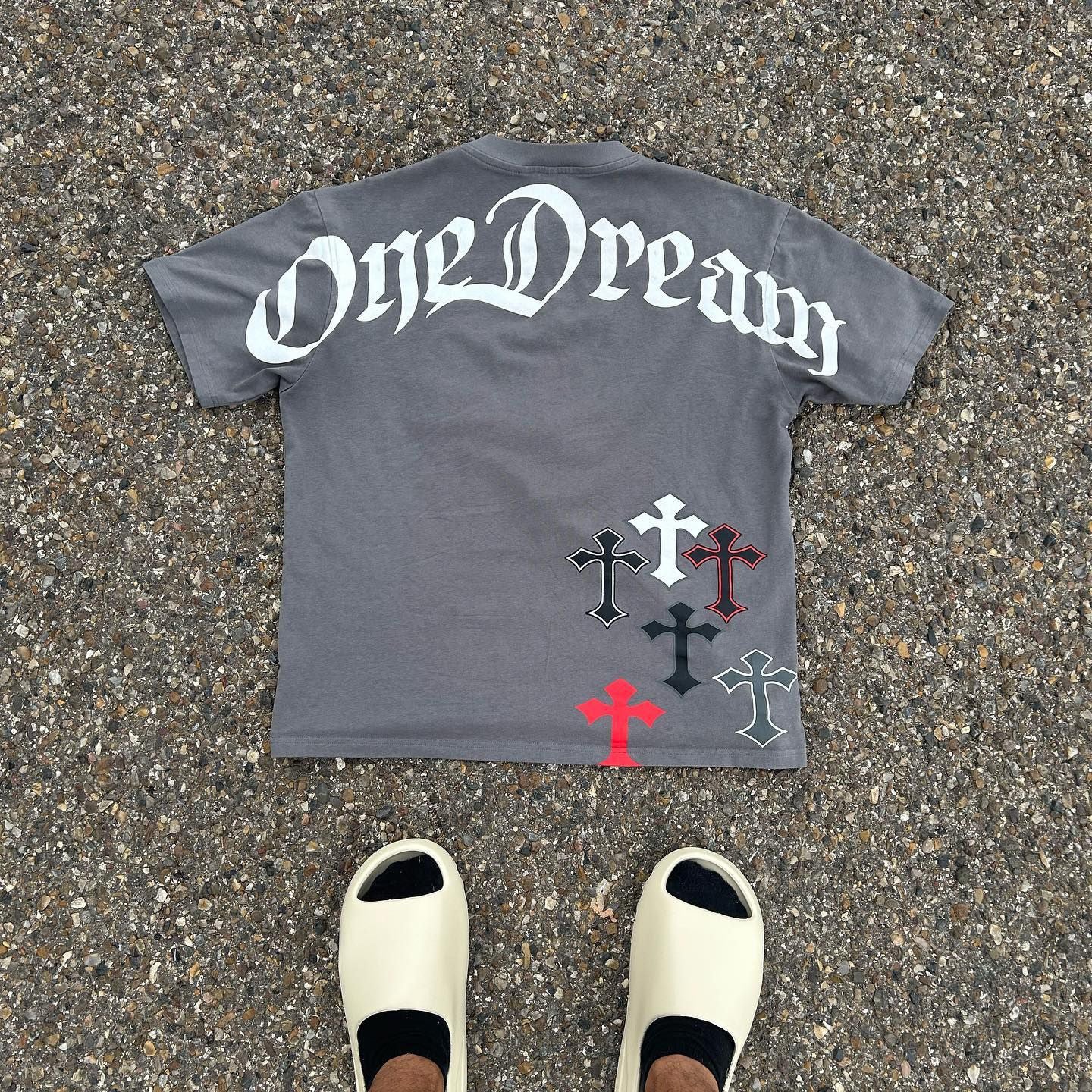 One Dream Cross Print T-shirt Sweatpants Two Piece Set