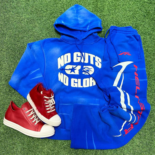 Fashion No Guts No Glory Print Two Piece Hoodie Set