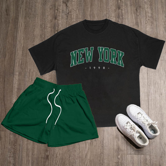 New York Print T-Shirt Shorts Two-Piece Set