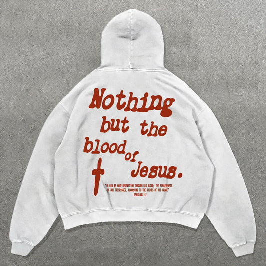 Nothing But The Blood Of Jesus Print Long Sleeve Hoodies