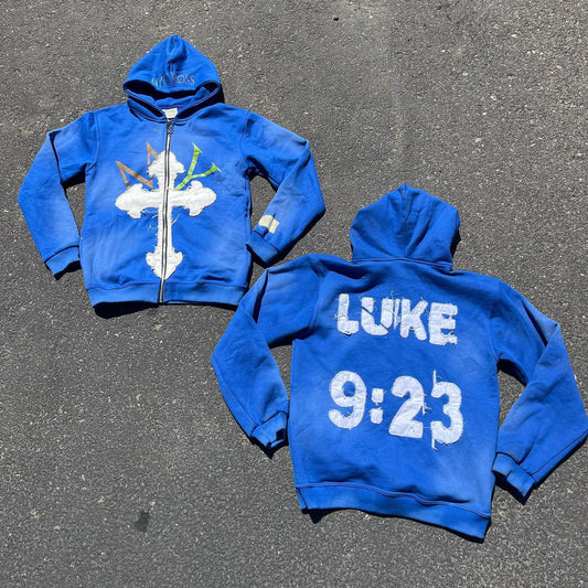 Lucky Cross Casual Streetwear Zip-Up Hoodie