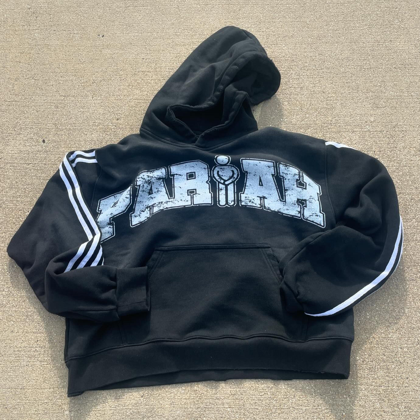 Pariah Striped Print Long Sleeve Hoodies