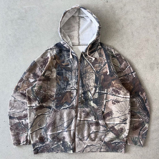 Stylish Camouflage Print Long Sleeve Zipper Hoodies