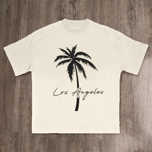 Los Angeles Coconut Tree Print T-Shirt