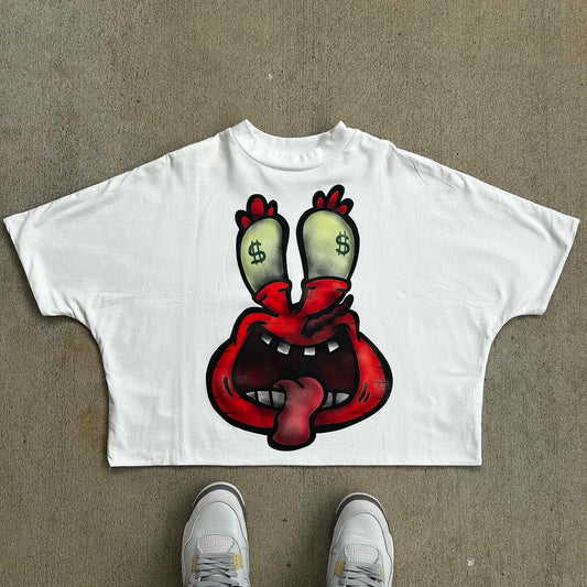 Cartoon Simple Print Short Sleeve T-Shirt