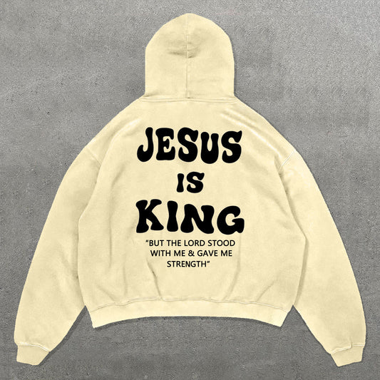 Jesus Is King Print Long Sleeve Hoodies