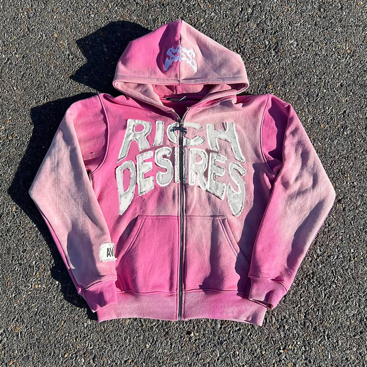 Desire Casual Street Vintage Zip Hoodie