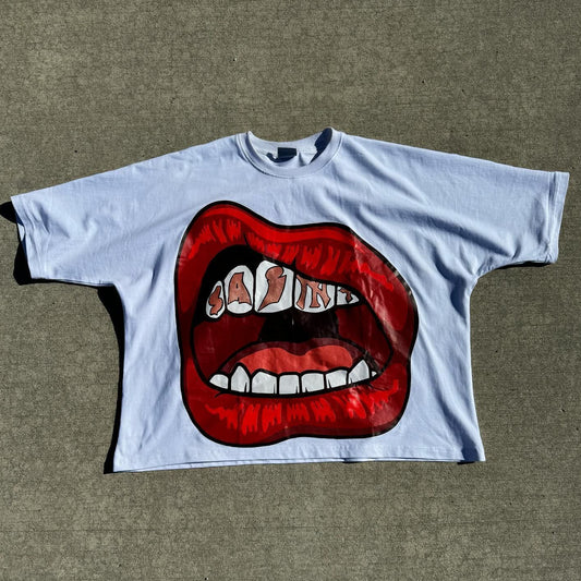 Saint Lips Print Short Sleeve T-Shirt