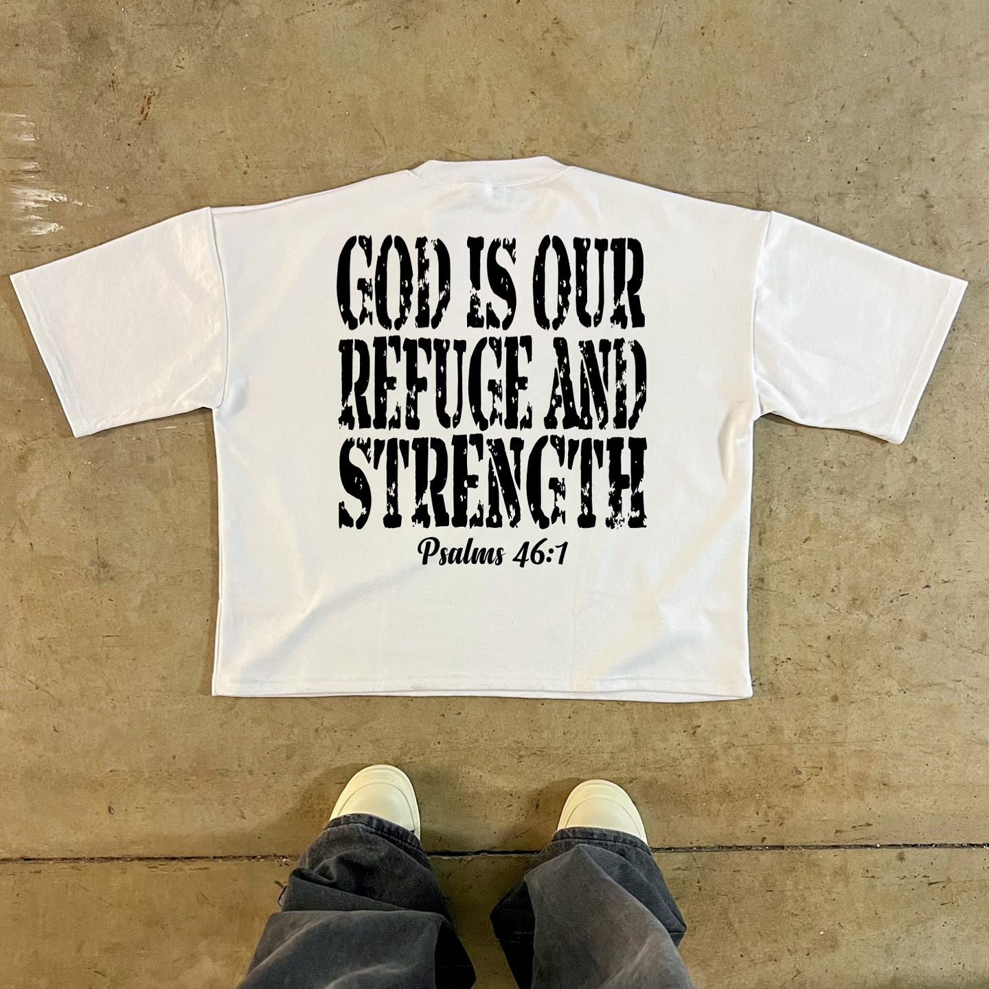 Casual God Is Our Refuge And Strength Print Short Sleeve T-Shirt