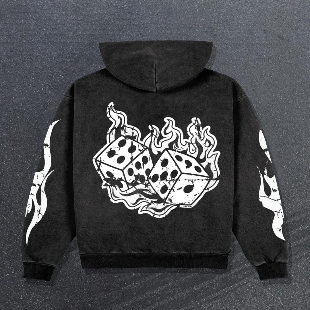 Jackpot Print Long Sleeve Zipper Hoodies