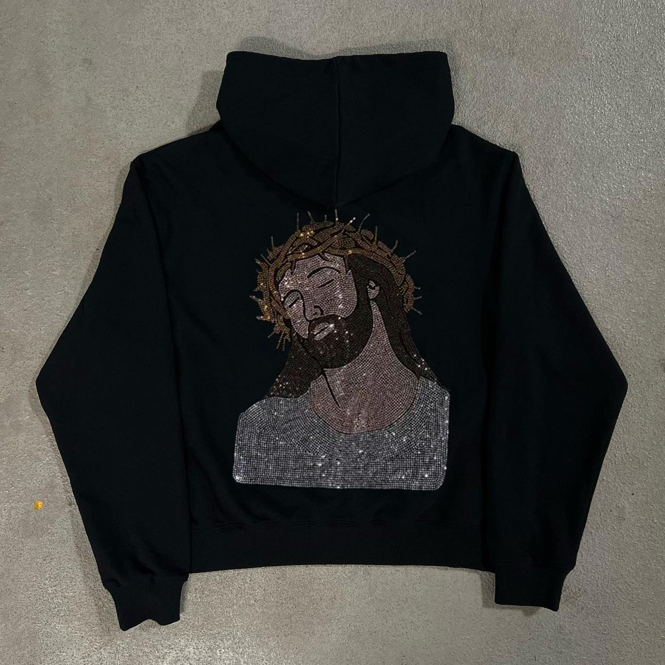 Fashion Jesus Rhinestone Long Sleeve Hoodies