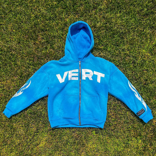 Vert Print Long Sleeve Zipper Hoodies