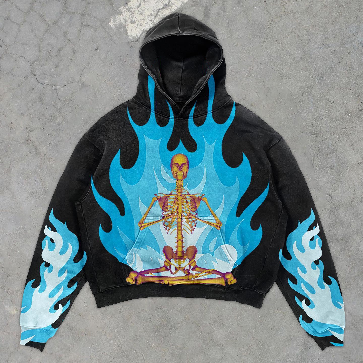 Flame Skull Casual Streetwear Hoodie