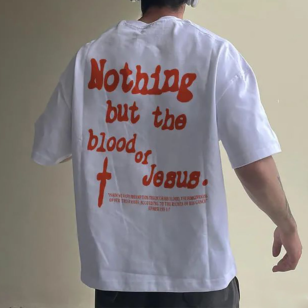 Nothing But The Blood Of Jesus Print Short Sleeve T-Shirt