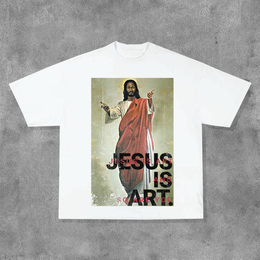 Jesus Is Art Print Short Sleeve T-Shirt