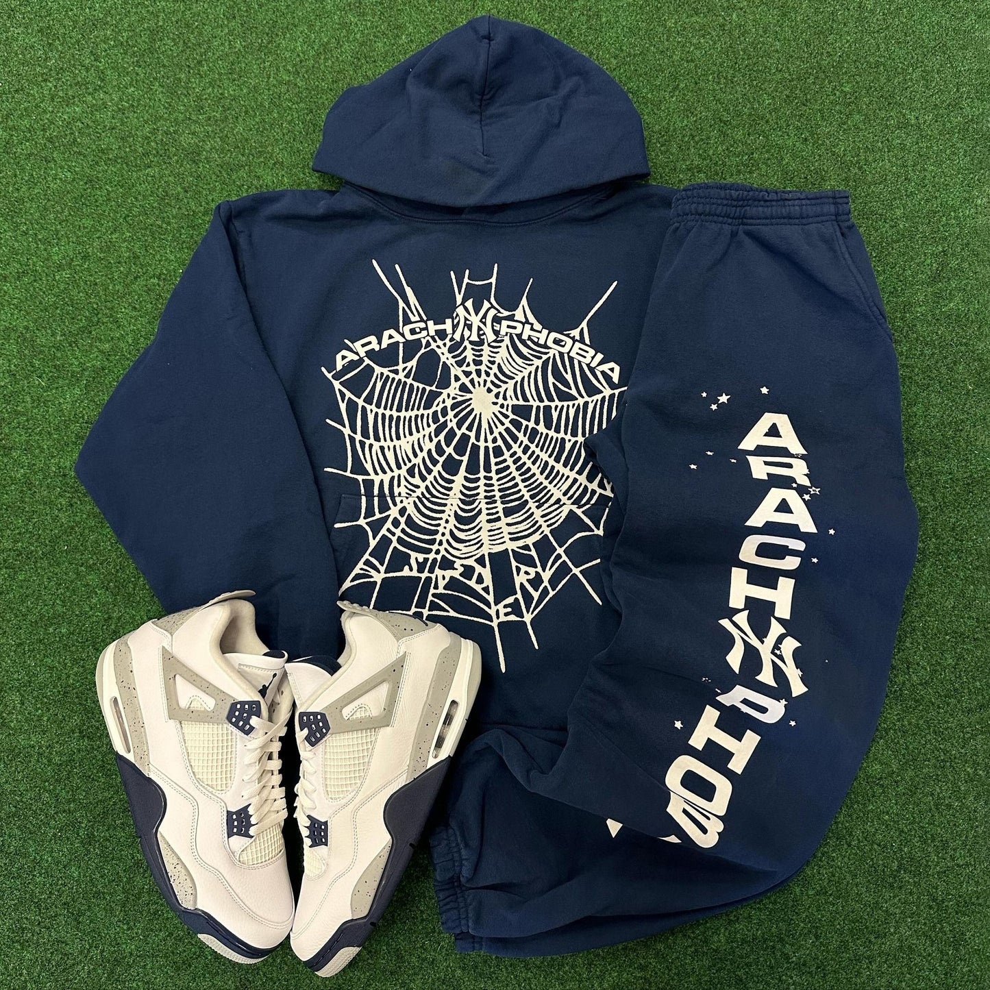 Personalized Spider Web Letters Print Two Piece Hoodie Set