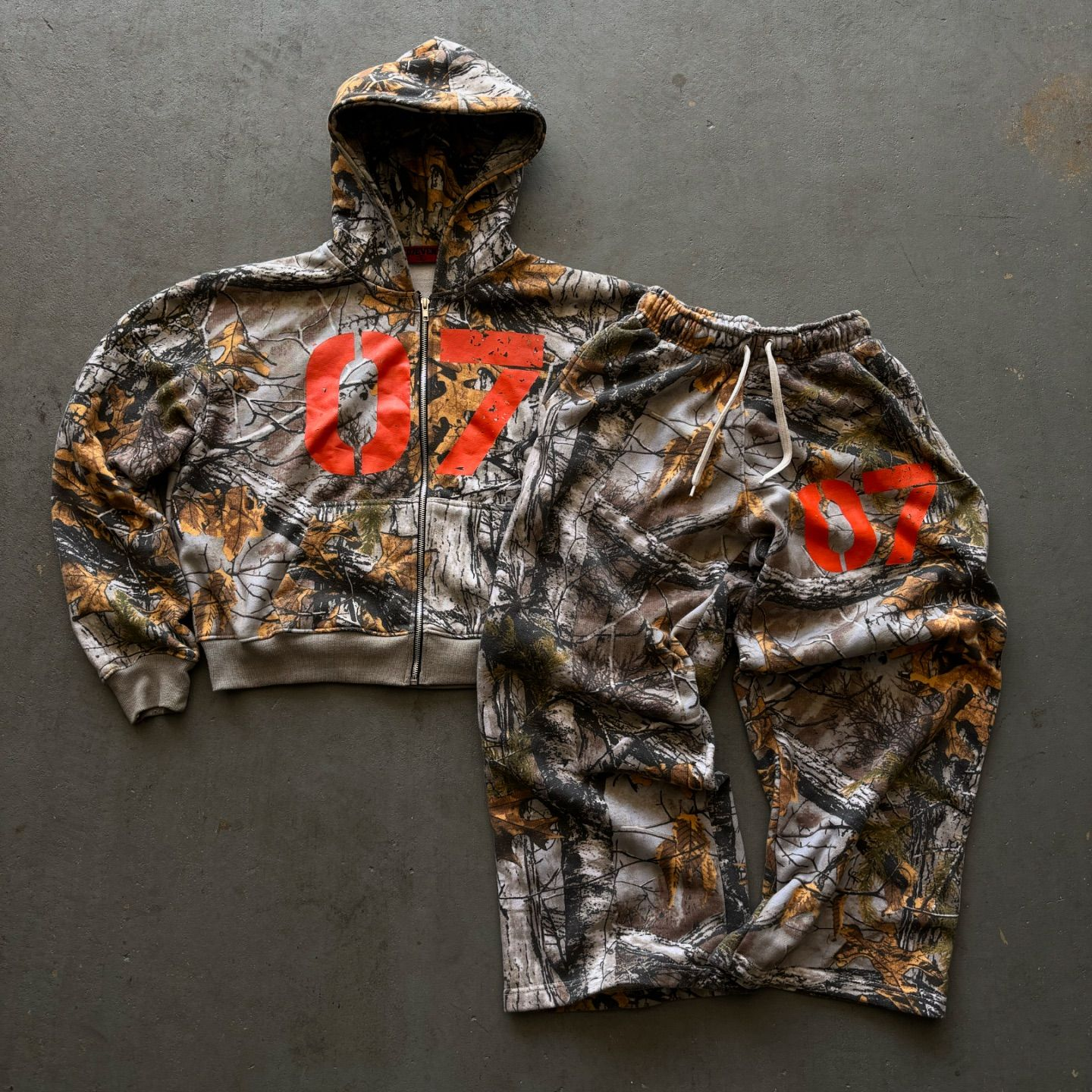 Vintage Camouflage 07 Print Hoodie Set