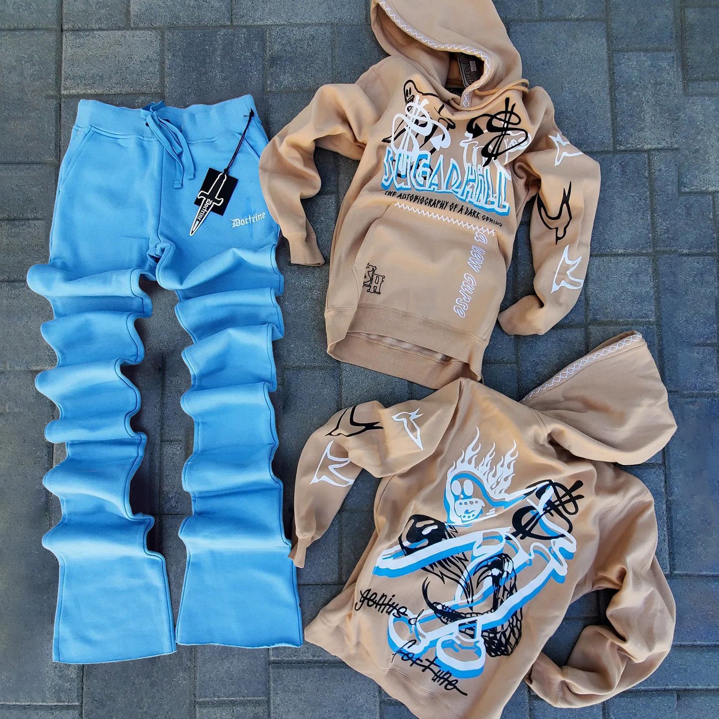 Fashionable Casual Printed Graphic Hoodie Set