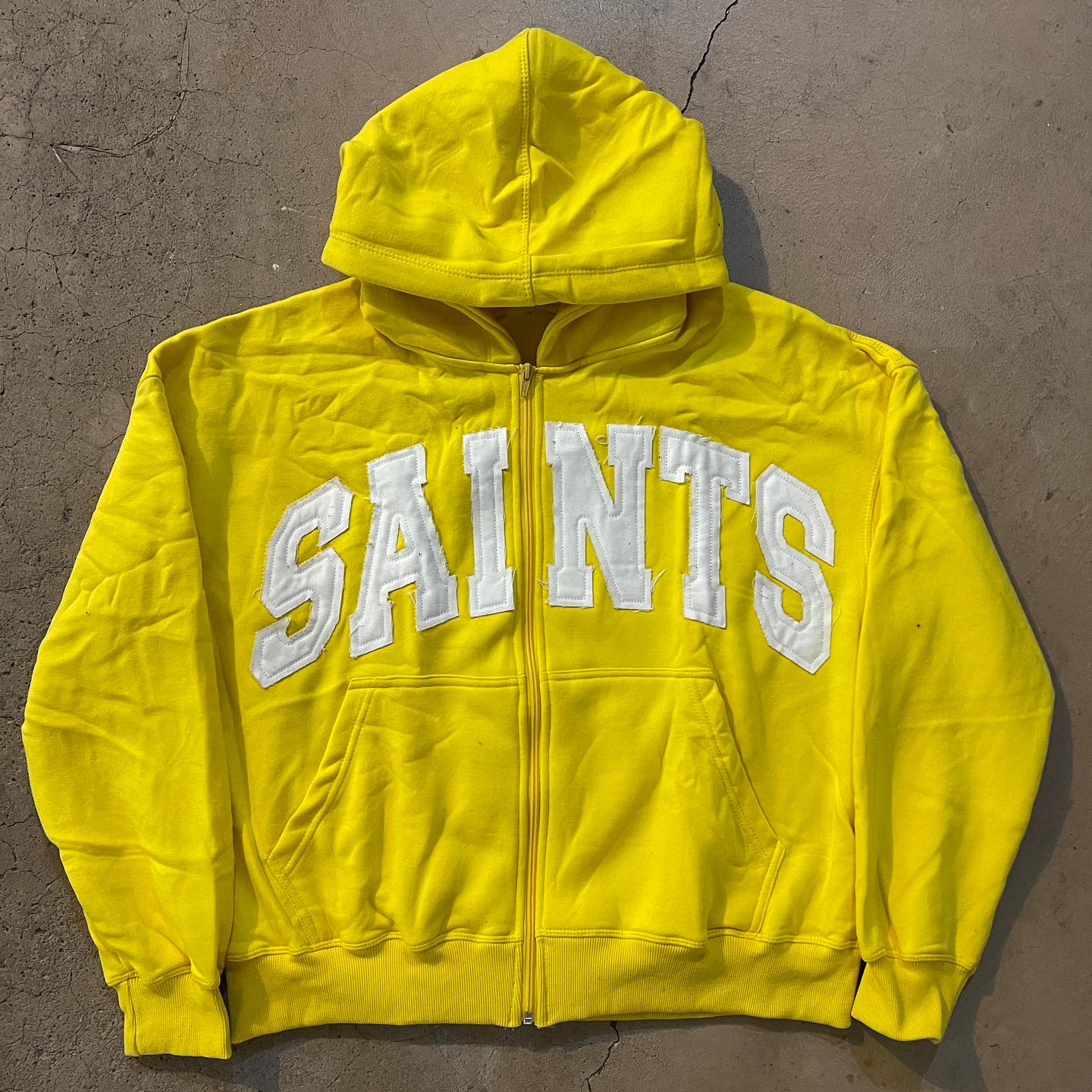 saints patch zip-up hoodie