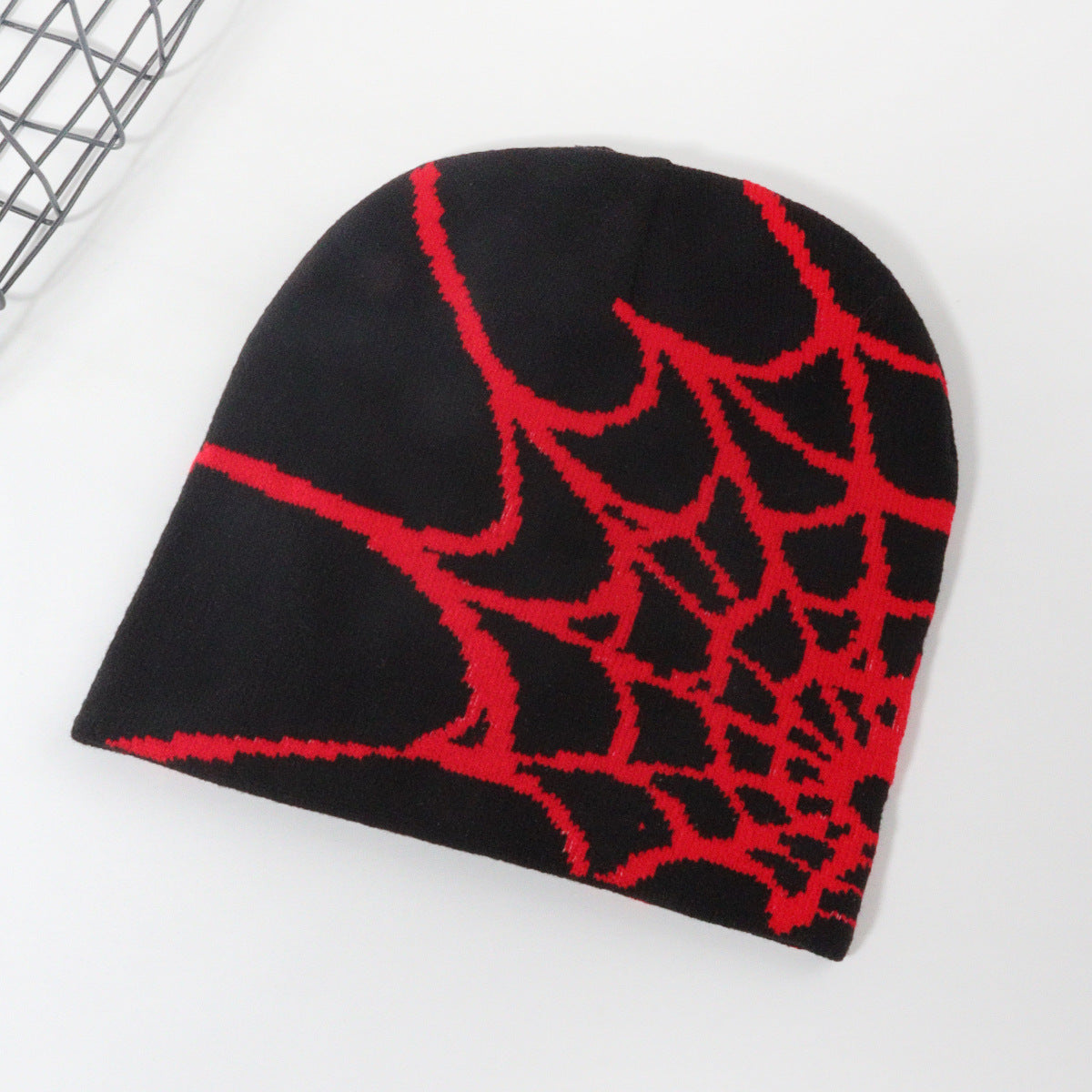 Knitted Pullover Spider Web Y2K Jacquard Hat for Men and Women