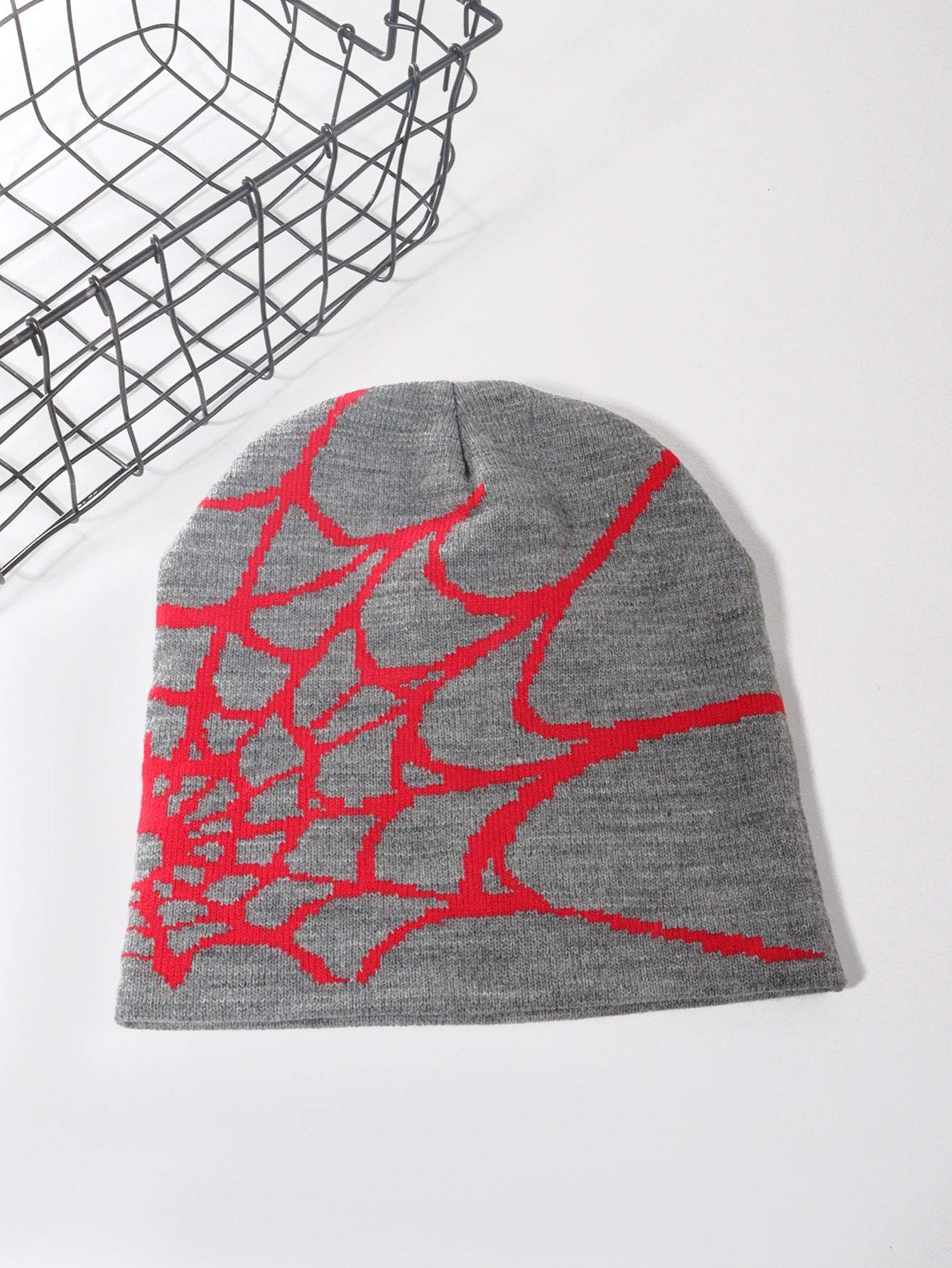 Knitted Pullover Spider Web Y2K Jacquard Hat for Men and Women