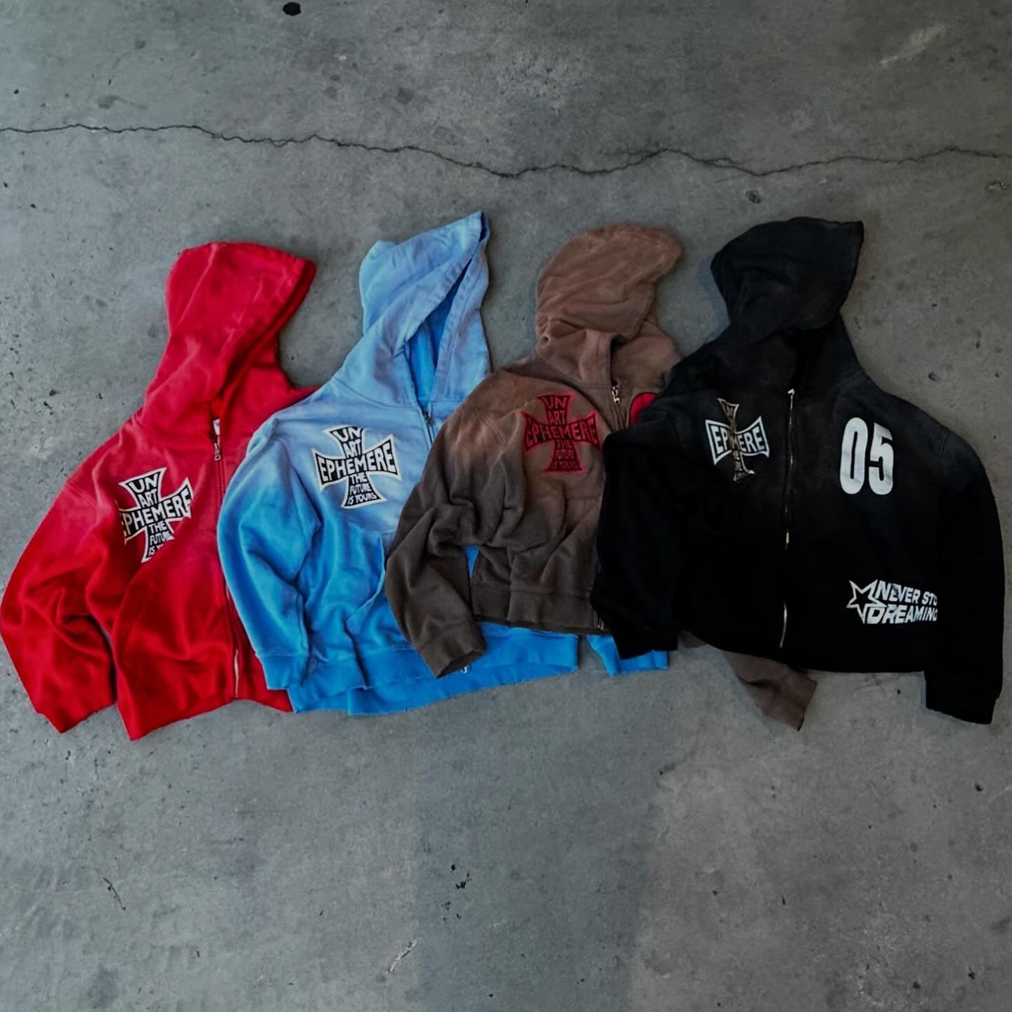 Gradient Vintage Wash Zip-Up Hoodie