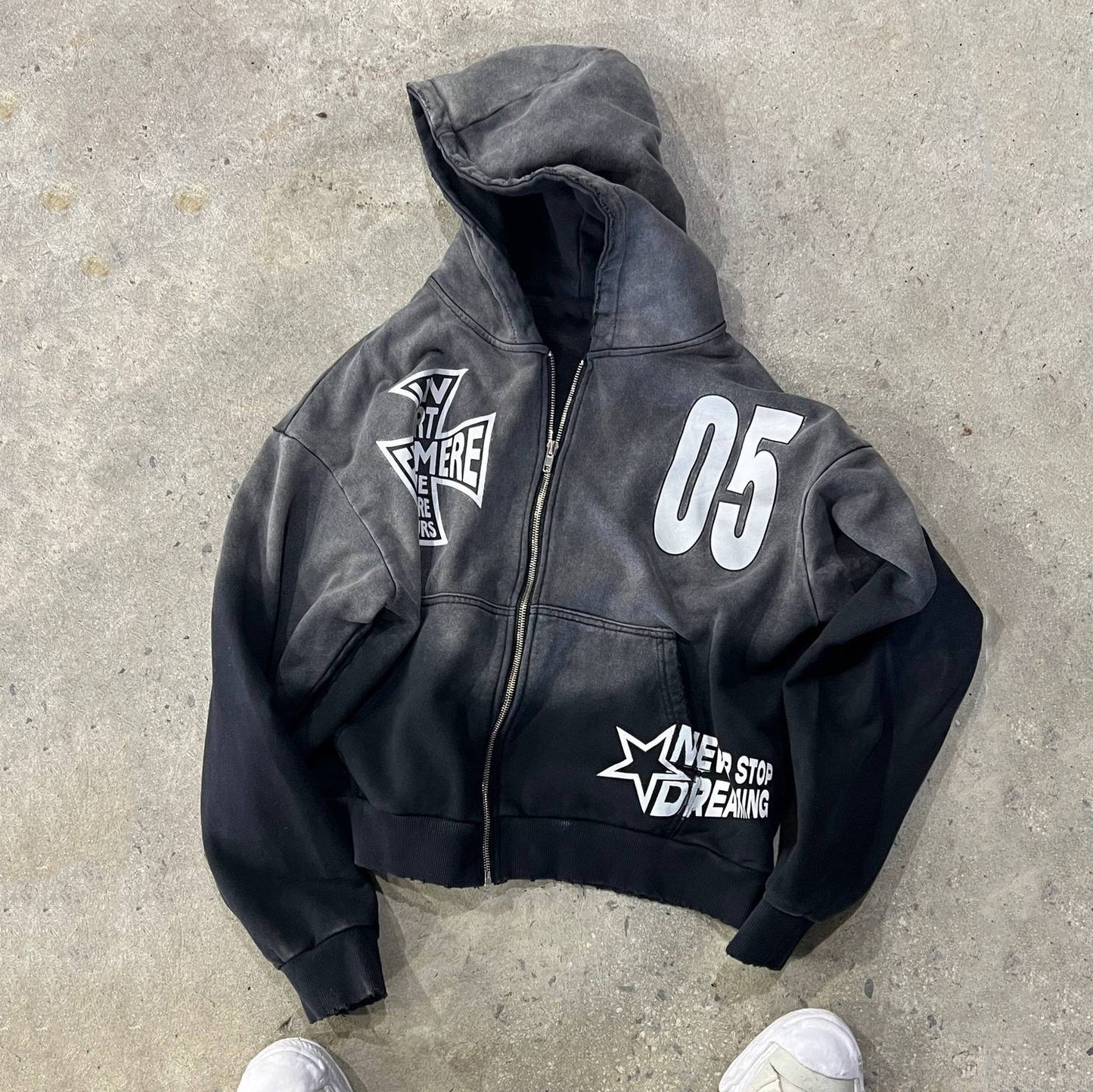 Gradient Vintage Wash Zip-Up Hoodie