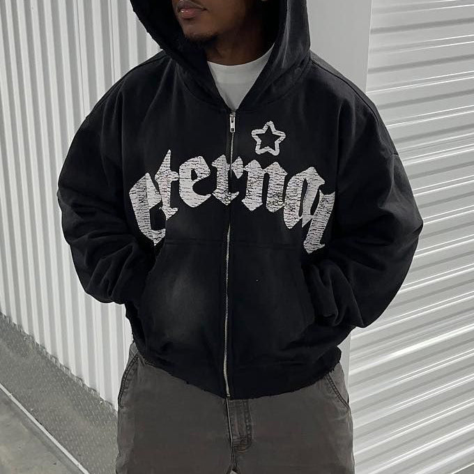 Eternal Print Long Sleeve Zipper Hoodies