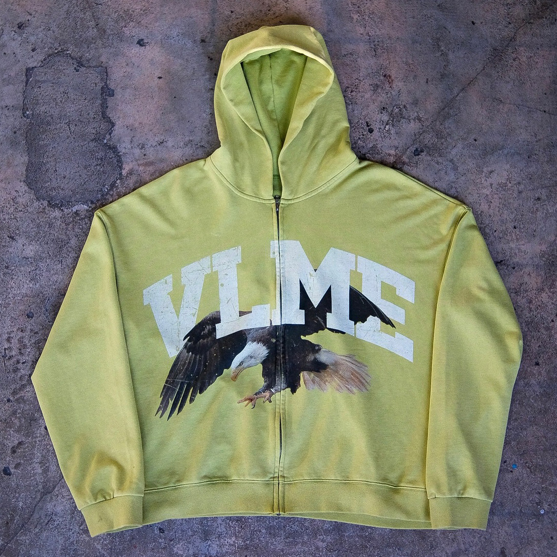 Letters Animals Print Long Sleeve Zipper Hoodies