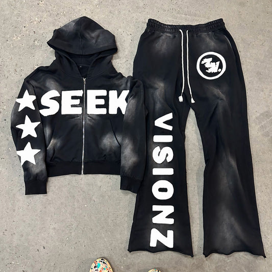 Seek Visionz Print Two Piece Hoodie Set