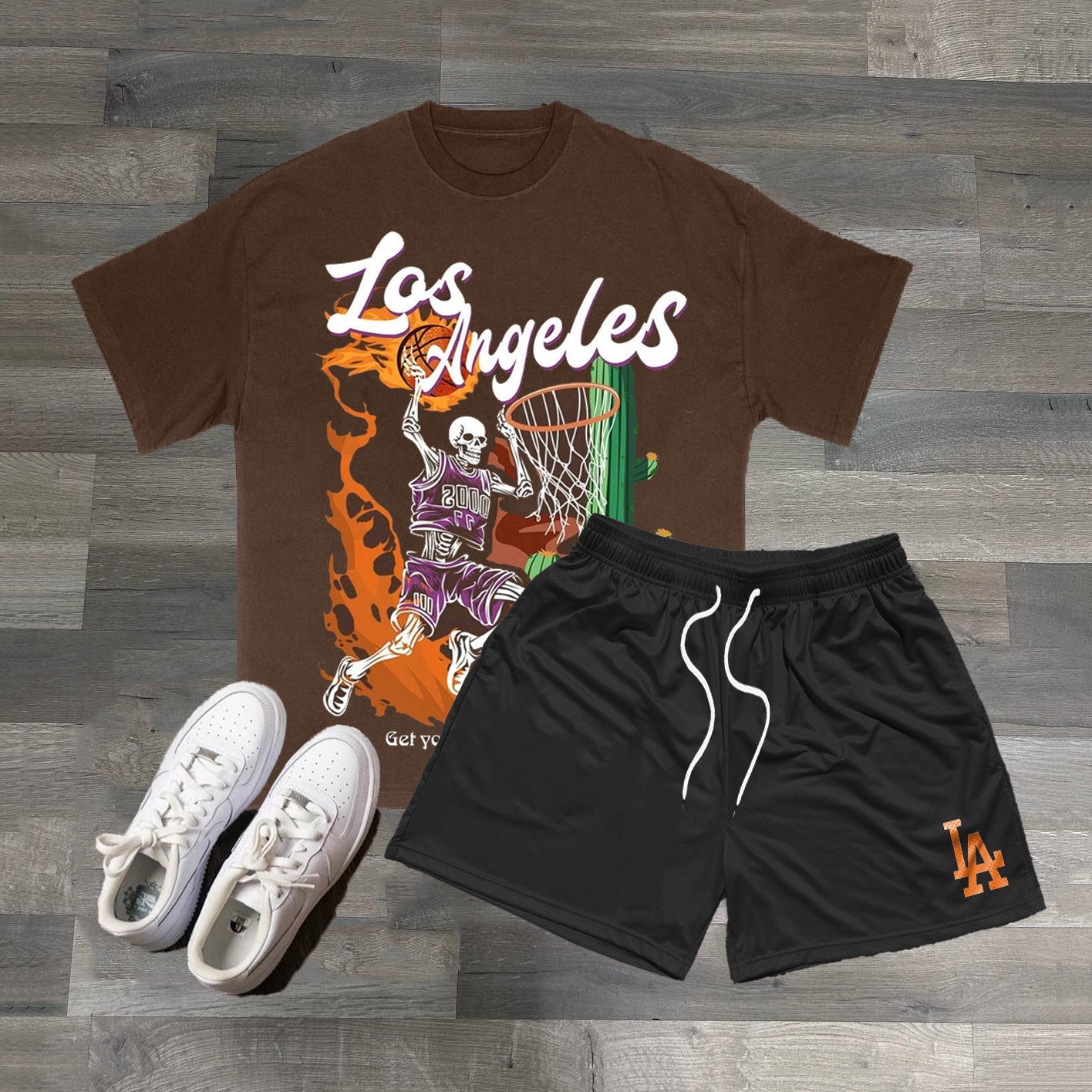 Los Angeles Basketball Print Two Piece Set