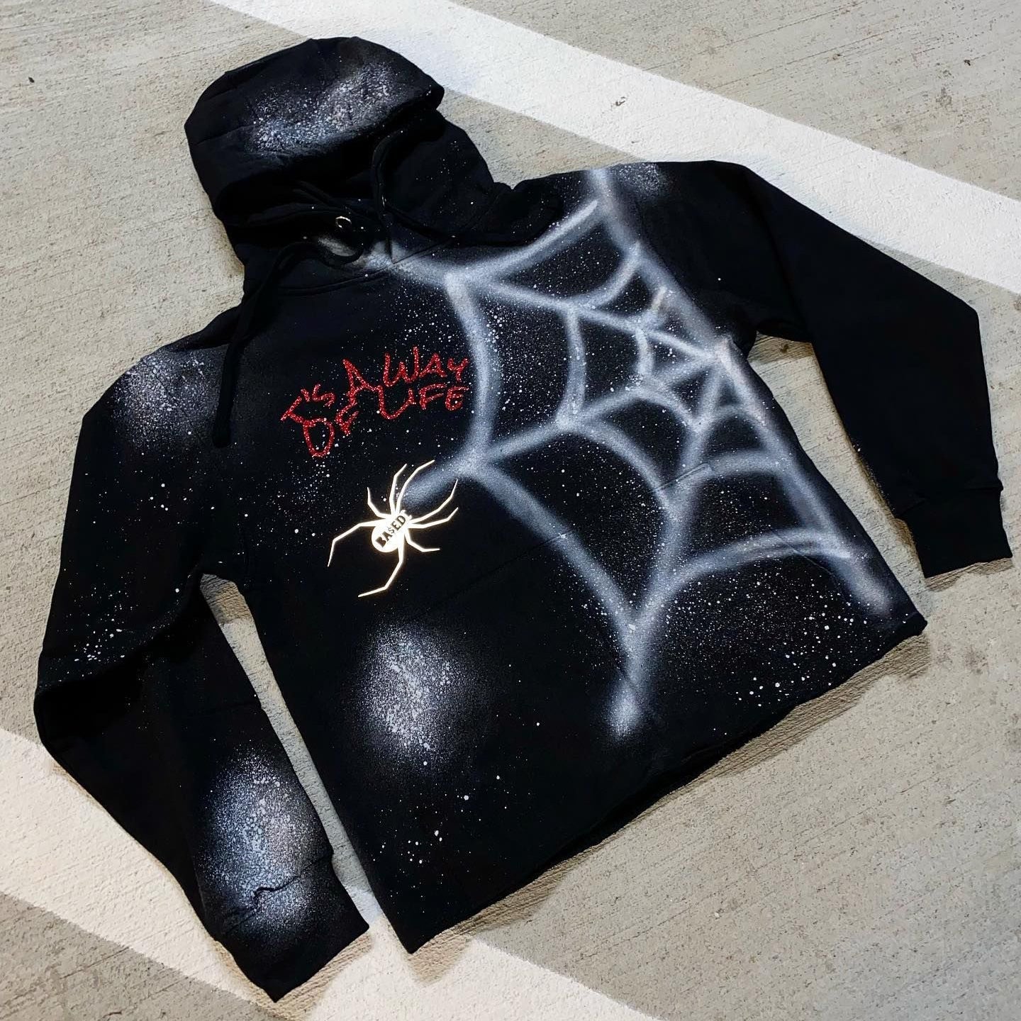 Vintage Spider Print Long Sleeve Hoodie